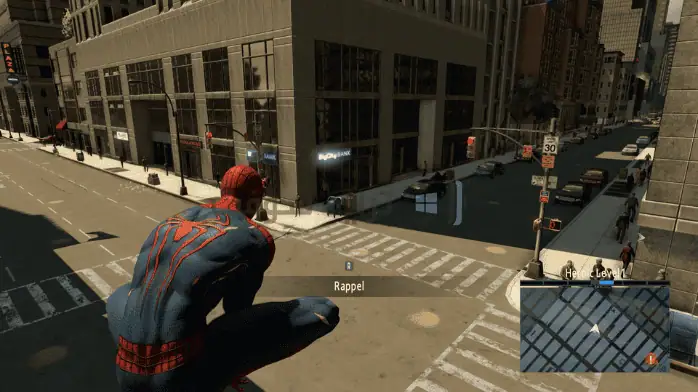 فن الغلاف للعبة الفيديو The Amazing Spider-Man 2 للكمبيوتر الشخصي، يظهر SpiderMan وهو يقوم بعمله على خلفية المدينة.