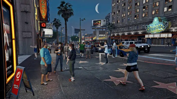 صورة ترويجية للعبة GTA 10، تعرض رسومات نابضة بالحياة ومشاهد مليئة بالحركة من إصدار اللعبة في عام 2025.