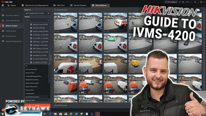 جهاز كمبيوتر Hikvision بتصميم أنيق، يحتوي على شاشة ولوحة مفاتيح وماوس على إعداد مكتب عصري.