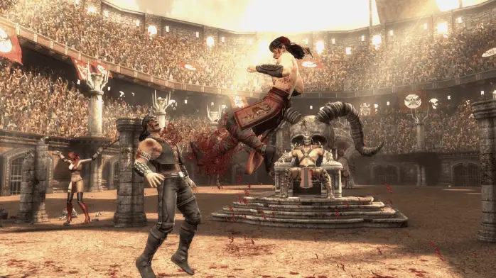 غلاف لتحميل لعبة Mortal Kombat 9 يضم شخصيات مميزة في وضعية قتال ديناميكية مع خلفية مظلمة ومكثفة.