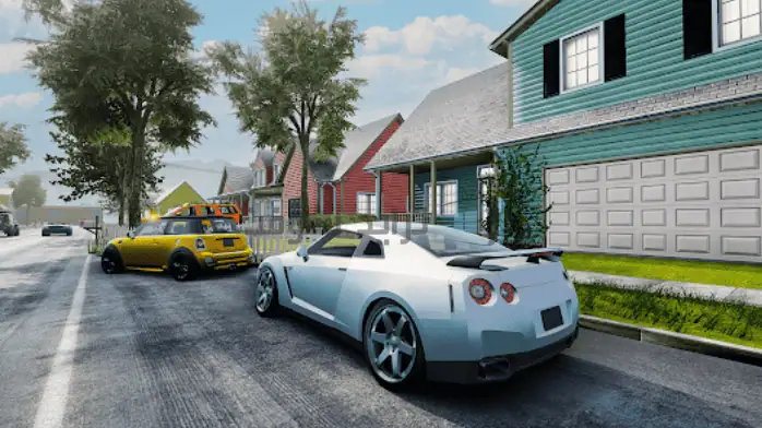 لقطة شاشة لواجهة لعبة Car For Sale Simulator 2023 على جهاز الكمبيوتر، تعرض سيارات مختلفة وخيارات البيع.