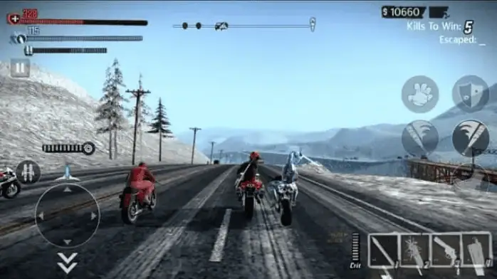 لقطة شاشة تحميل لعبة موتوسيكلات على الكمبيوتر الشخصي، والتي تتميز بسباقات الدراجين على التضاريس الثلجية مع رسومات نابضة بالحياة.