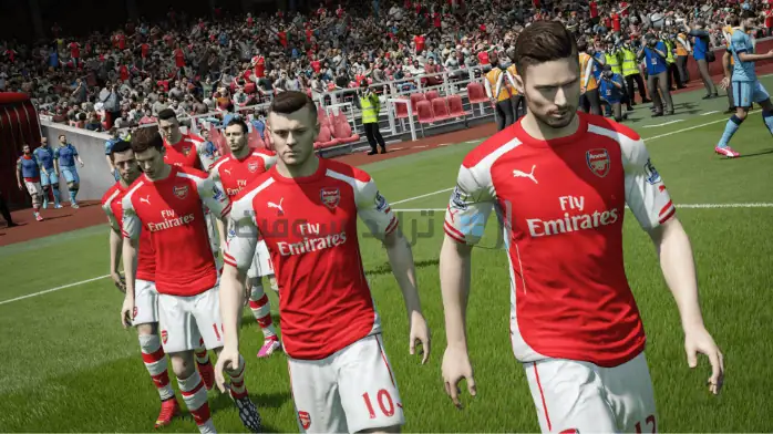 غلاف لعبة FIFA 2015 يظهر لاعب كرة قدم أثناء اللعب، ويعرض رسومات نابضة بالحياة وشعار FIFA بشكل بارز.