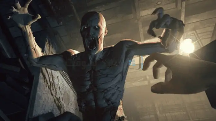لقطة شاشة للعبة Outlast للكمبيوتر الشخصي، تتميز ببيئة مظلمة ومخيفة مع شخصية تستكشف ملجأ مسكونًا.